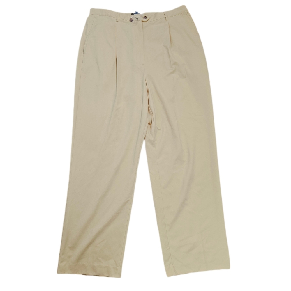 Izod Yellow Trousers Pants Xtra Dry Womens 16 Elastic Wide Leg Golf Vacation
